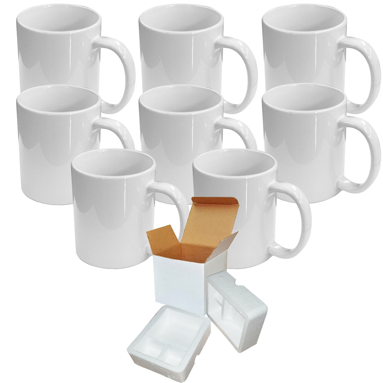 8 PCS 11OZ Sublimation Mug Coated Ceramic Mugs White Sublimation Blanks Mugs for Coffee Milk Tea